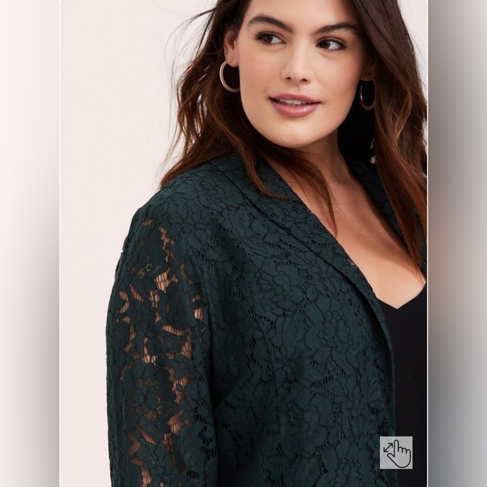 Torrid Plus Size Green Gables Lace Open Front Bla… - image 4